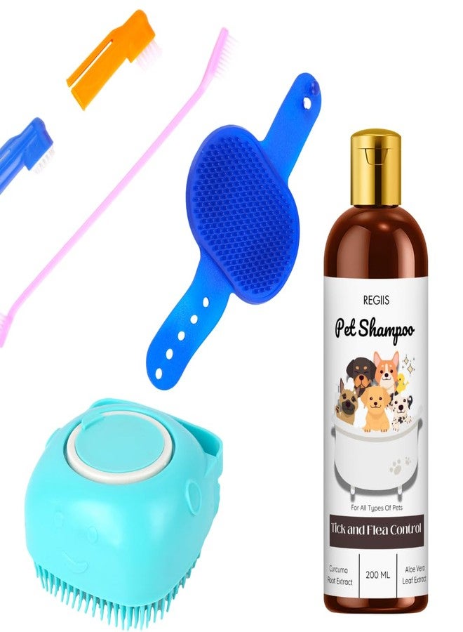 شامبو ريجيس للحيوانات الأليفة للكلاب، لمكافحة القراد والبراغيث، 200 مل، مع مستخلص جذر الكركم والصبار (عبوة من 4 قطع) - Image 1